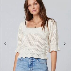 Saltwater LUXE Cream Knit Blouse